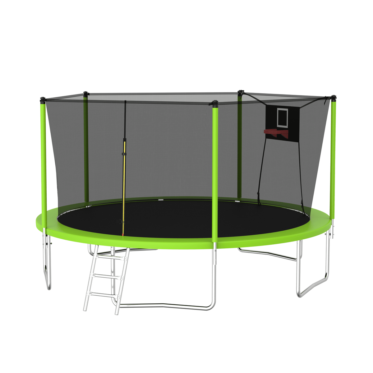 14FT Outdoor Trampoline with Safety Enclosure Net, Basketball Hoop and Ladder for Backyard Fun