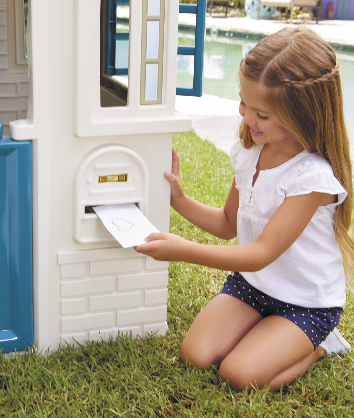 Kids Pretend Playhouse with Working Door, Indoor & Outdoor Play Cottage for Toddlers Ages 2+, Blue