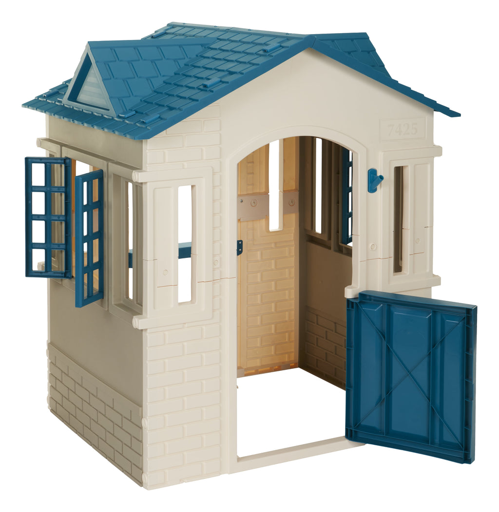 Kids Pretend Playhouse with Working Door, Indoor & Outdoor Play Cottage for Toddlers Ages 2+, Blue