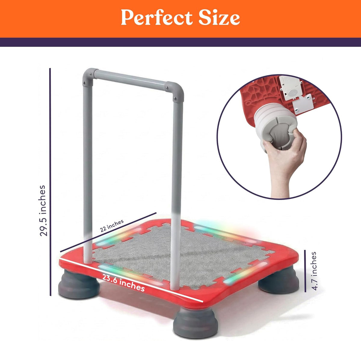 Kids Musical LED Trampoline Rebounder & Bouncing Board, Sensory Balance Toy for Indoor & Outdoor Play