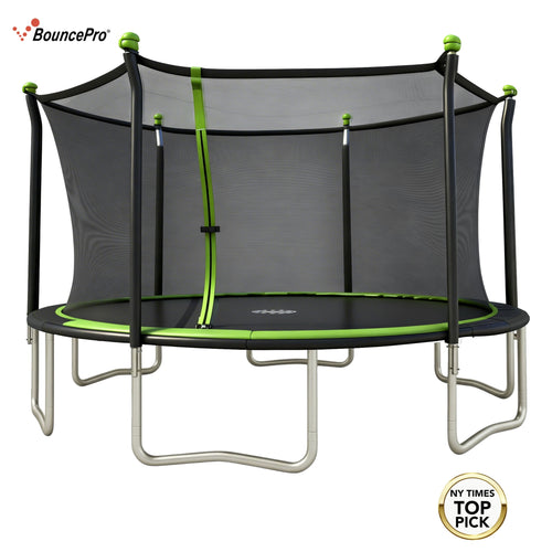 14ft Outdoor Trampoline with Safety Enclosure Net - Heavy-Duty Steel Frame, UV-Resistant Mat, Meets ASTM Standards