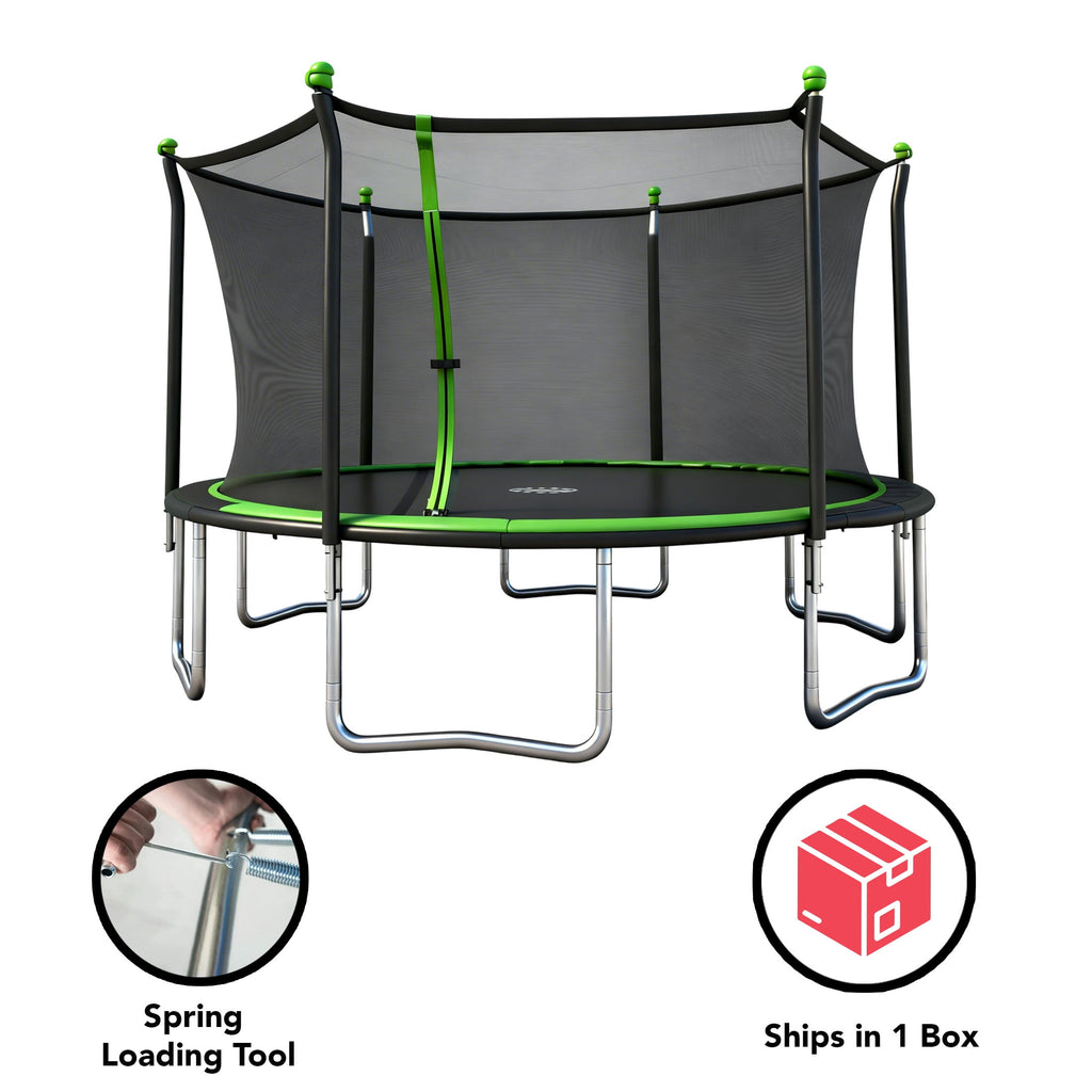 14ft Outdoor Trampoline with Safety Enclosure Net - Heavy-Duty Steel Frame, UV-Resistant Mat, Meets ASTM Standards