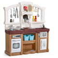 Toddler Plastic Play Kitchen Playset with Accessories for Pretend Play, Tan