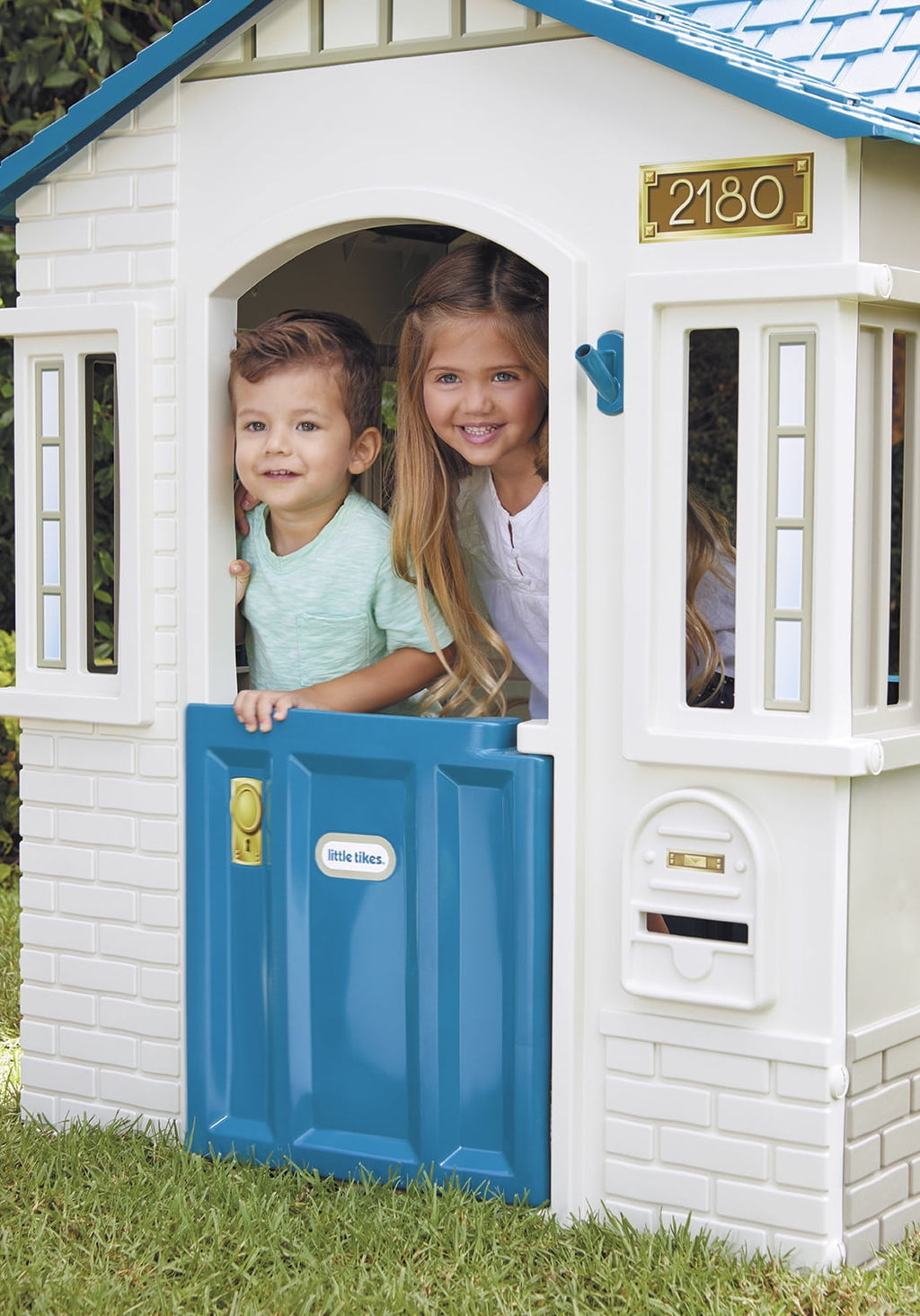 Kids Pretend Playhouse with Working Door, Indoor & Outdoor Play Cottage for Toddlers Ages 2+, Blue