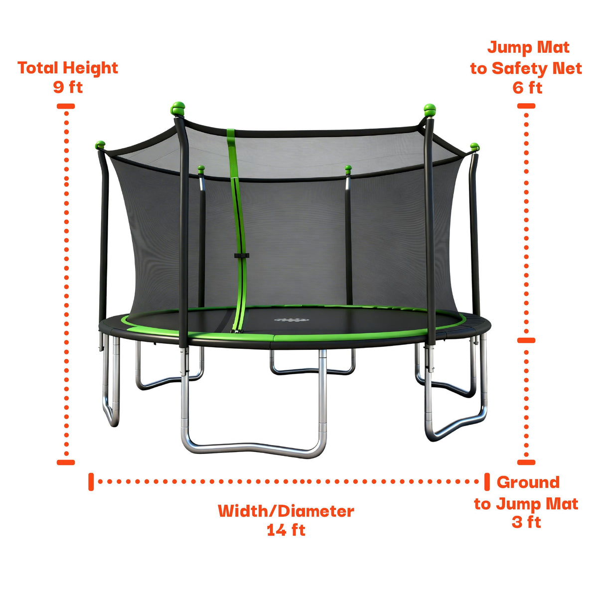 14ft Outdoor Trampoline with Safety Enclosure Net - Heavy-Duty Steel Frame, UV-Resistant Mat, Meets ASTM Standards