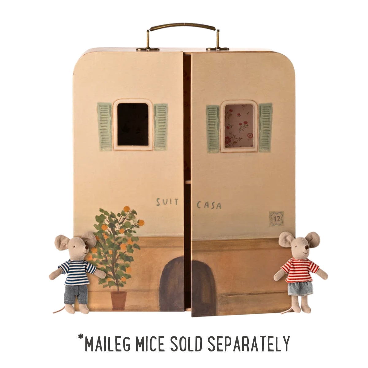 Portable Suitcase Dollhouse for Mini Mouse & Small Dolls, Travel Pretend Play Playset