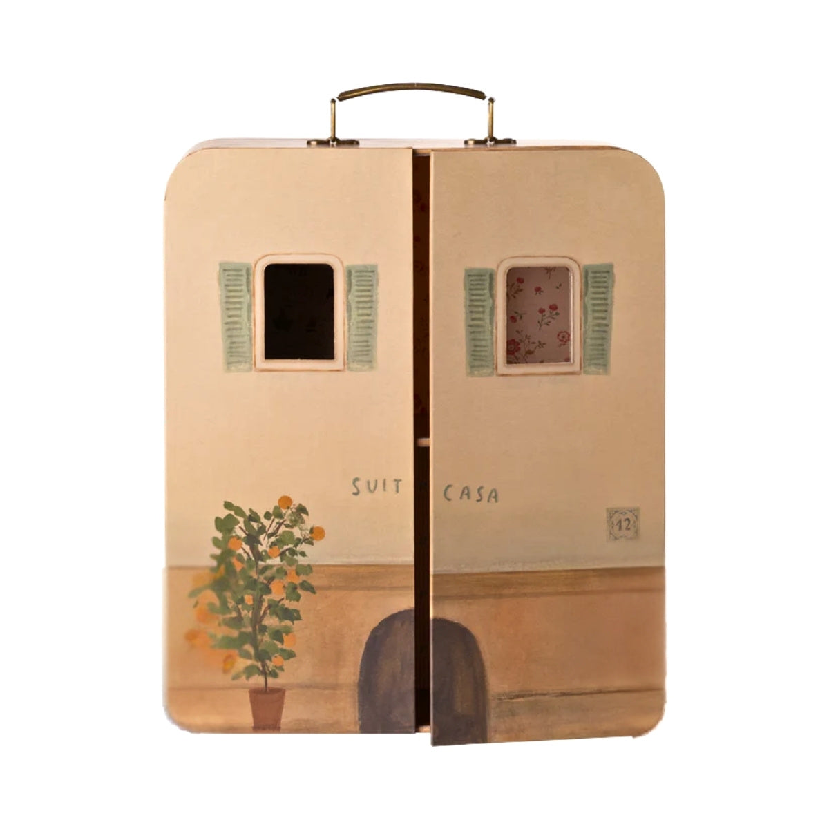 Portable Suitcase Dollhouse for Mini Mouse & Small Dolls, Travel Pretend Play Playset