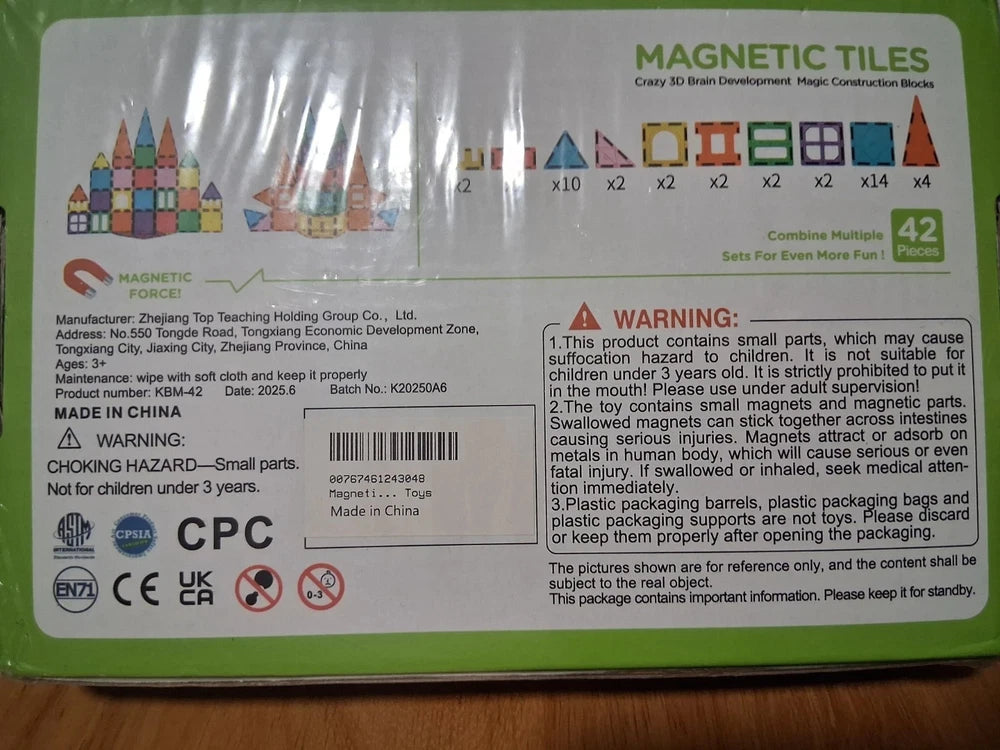 42-Piece Magnetic Tiles Building Blocks Set for Kids Ages 3-12, Educational Stem Toys