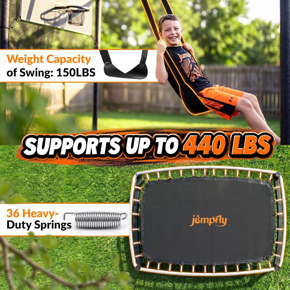 6FT Rectangle Trampoline with Swing and Basketball Hoop for Kids & Toddlers