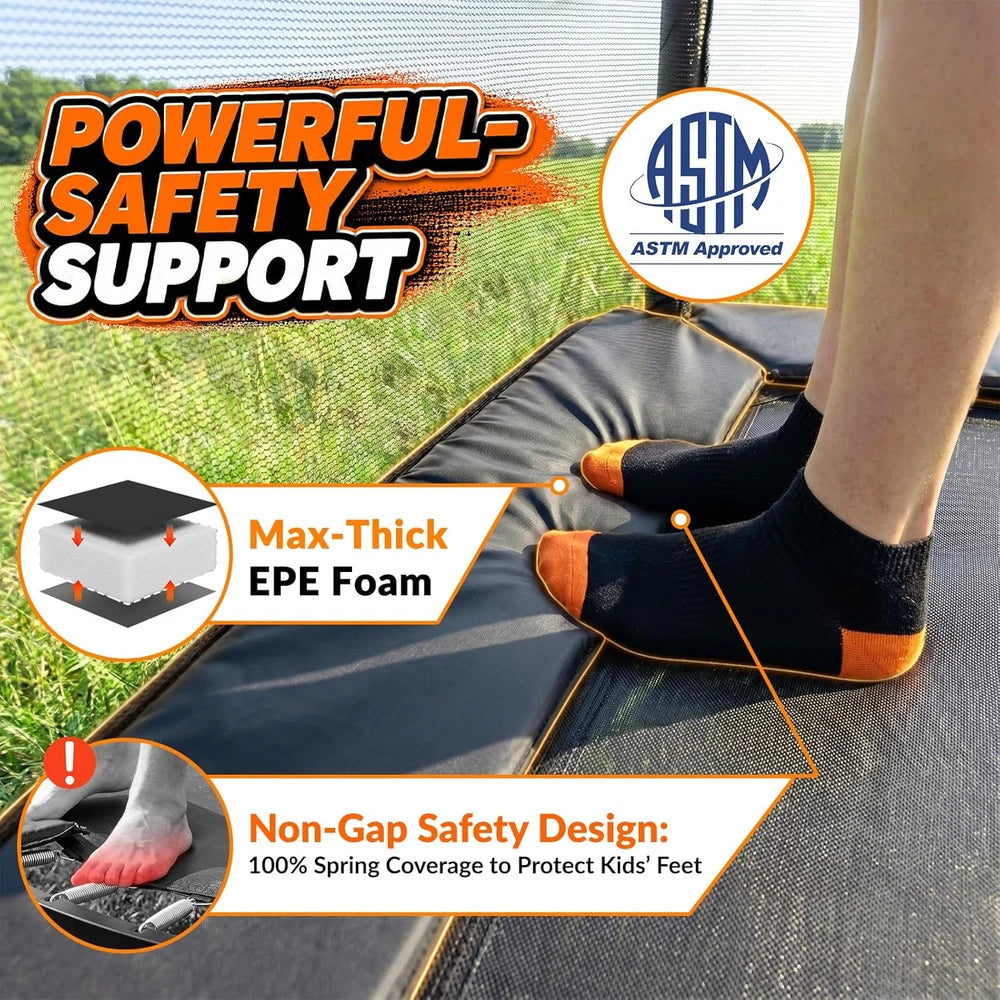6FT Rectangle Trampoline with Swing and Basketball Hoop for Kids & Toddlers