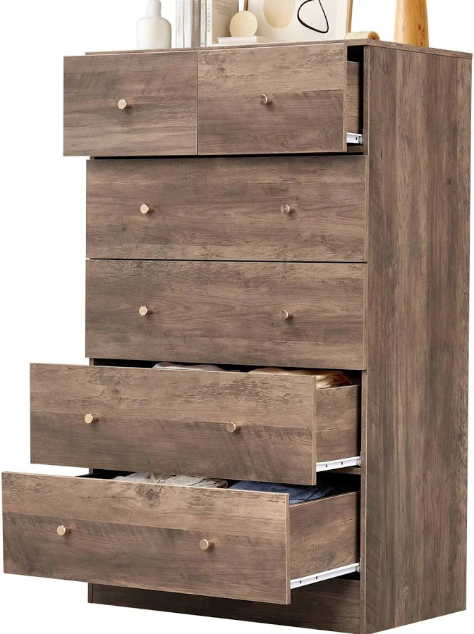 4 Drawer Dresser with LED Lights and Charging Station Wide Chest of 4 Drawers with Visible Top Drawer