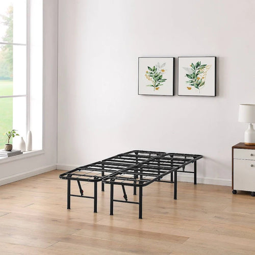 14" High Quad Fold Steel Platform Bed Frame - Tool-Free Assembly, Twin