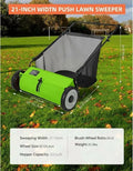 Push Lawn Sweeper 21-Inch Manual Yard Leaf & Grass Collector with 3.5 Cu. Ft. Hopper