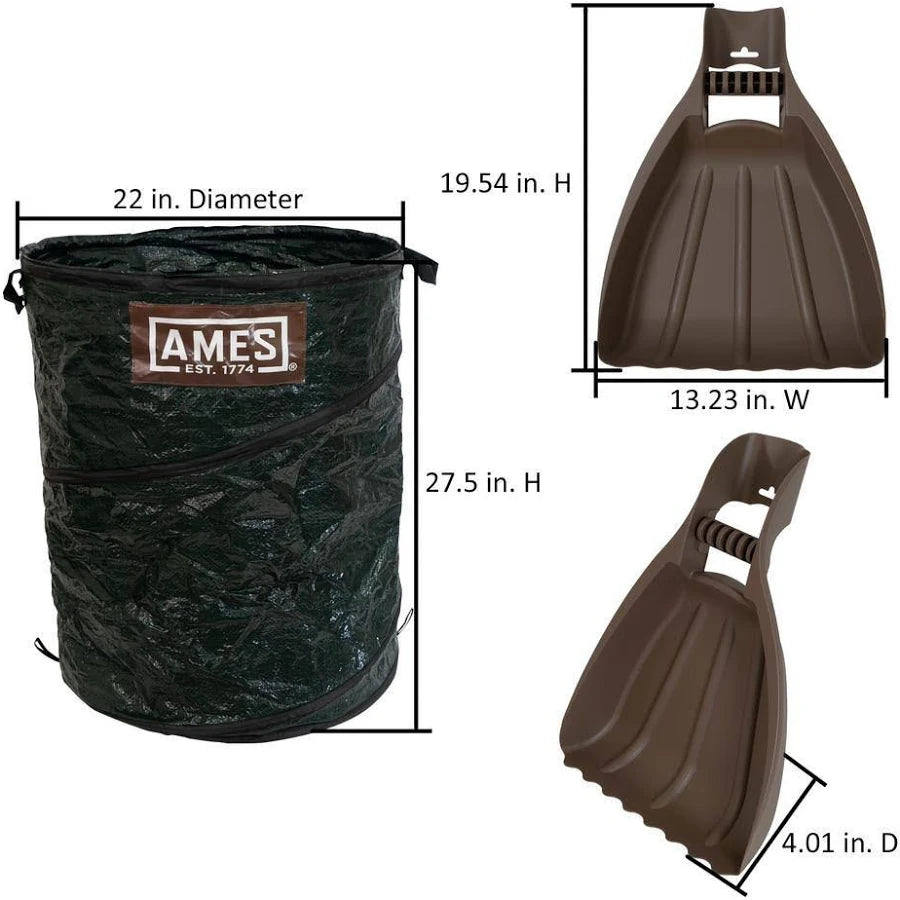 Leaf Collecting Tool Set with Garden Claws and Collapsible Garden Waste Bag for Leaves, Mulch, and Debris