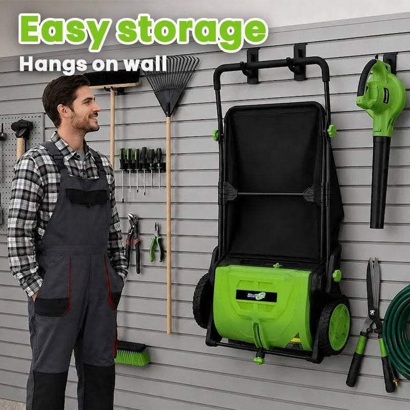 22-Inch Push Lawn Sweeper Leaf Collector Manual Grass & Leaf Cleanup Tool with Large Collection Bag