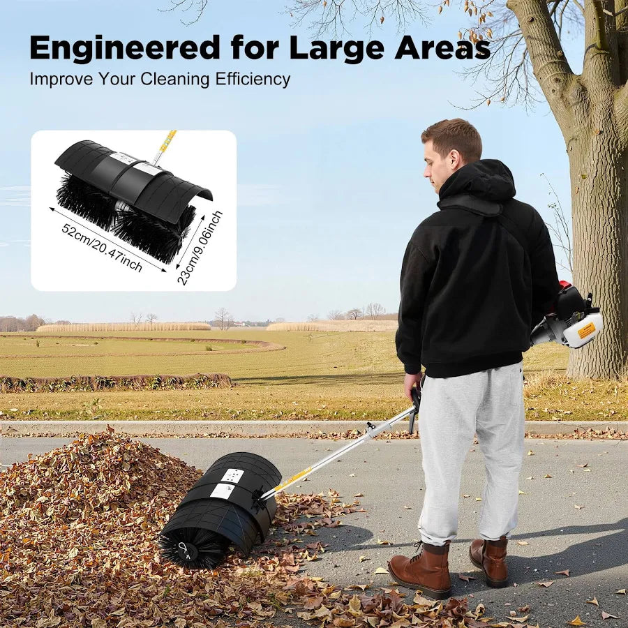 Lawn Cleaning Sweeping Machine 52cc Handheld Lawn Sweeper 2.3hp Gasoline Leaf Sweeper with 8500rpm & 1L Fuel Tank for Garden & Driveway Cleaning