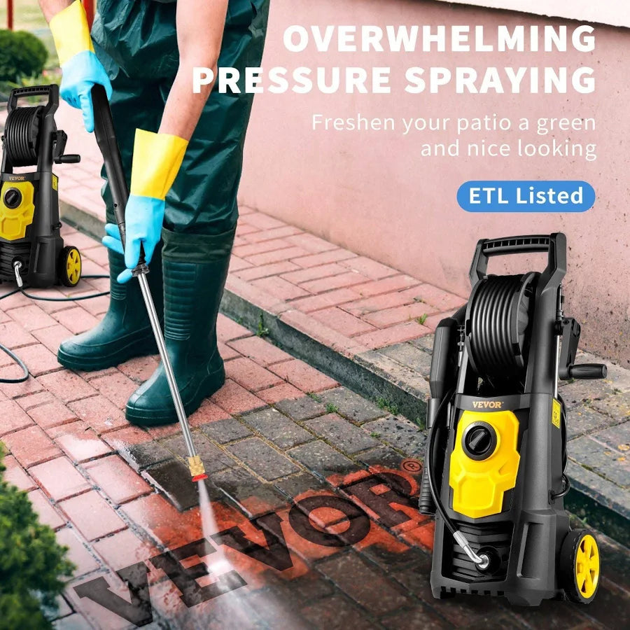 Electric Pressure Washer 2000 PSI Max 1.65 GPM Power Washer with Hose & Reel