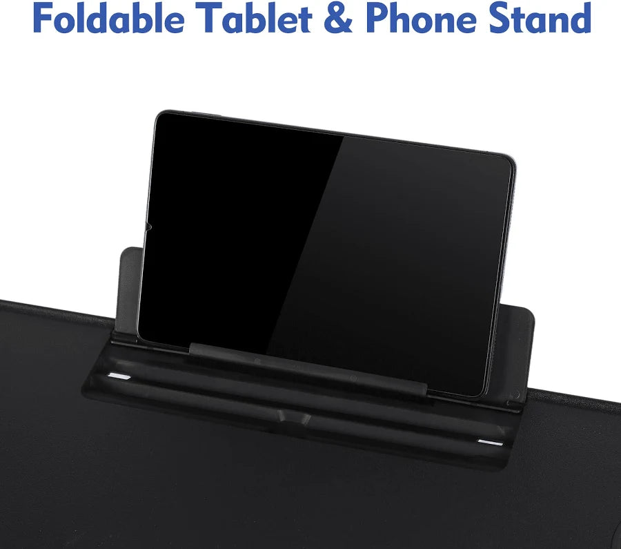(2 pack) 26 in Adjustable Height Personal Folding Table with Cupholder and Tablet Holder, Black