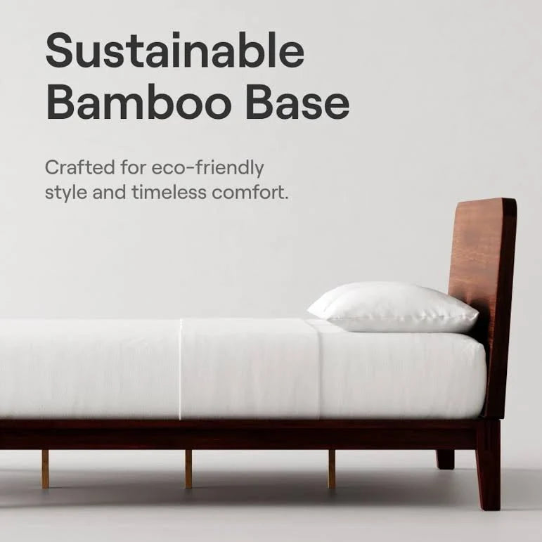 Bamboo Platform Bed Frame Floating Center Support Legs