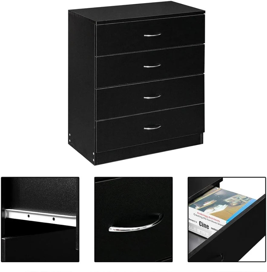 4 Drawer Dresser with LED Lights and Charging Station Wide Chest of 4 Drawers with Visible Top Drawer