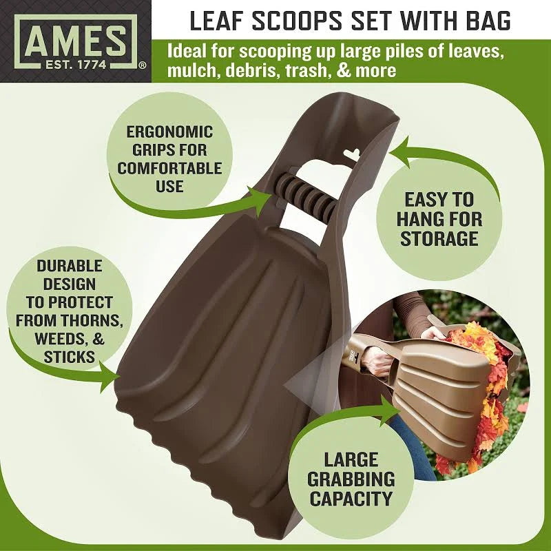 Leaf Collecting Tool Set with Garden Claws and Collapsible Garden Waste Bag for Leaves, Mulch, and Debris