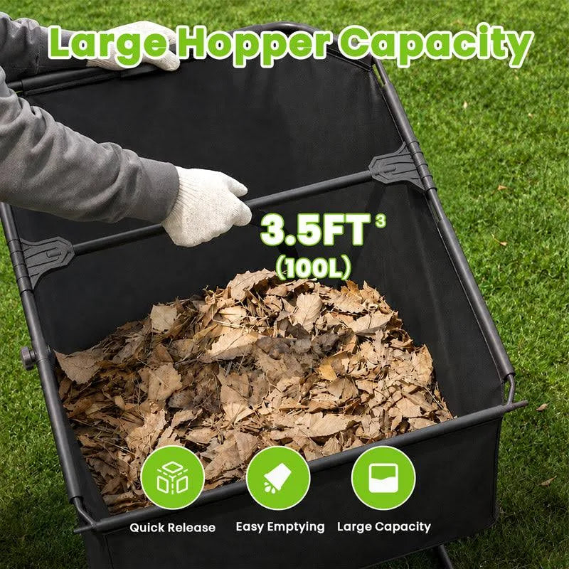 22-Inch Push Lawn Sweeper Leaf Collector Manual Grass & Leaf Cleanup Tool with Large Collection Bag