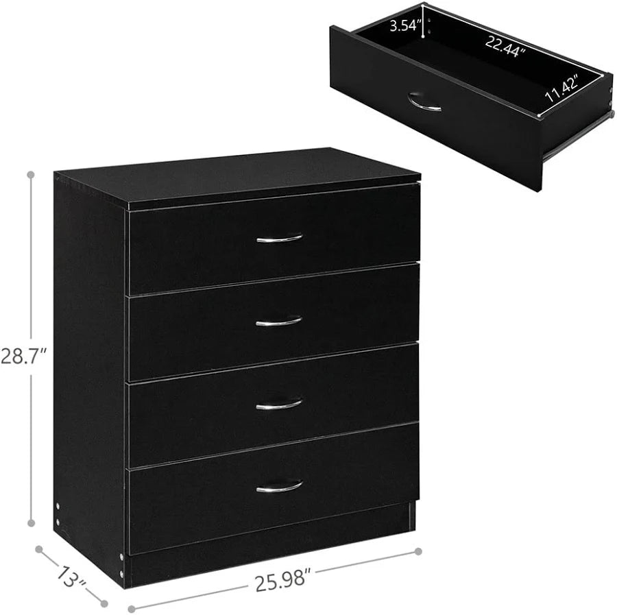 4 Drawer Dresser with LED Lights and Charging Station Wide Chest of 4 Drawers with Visible Top Drawer