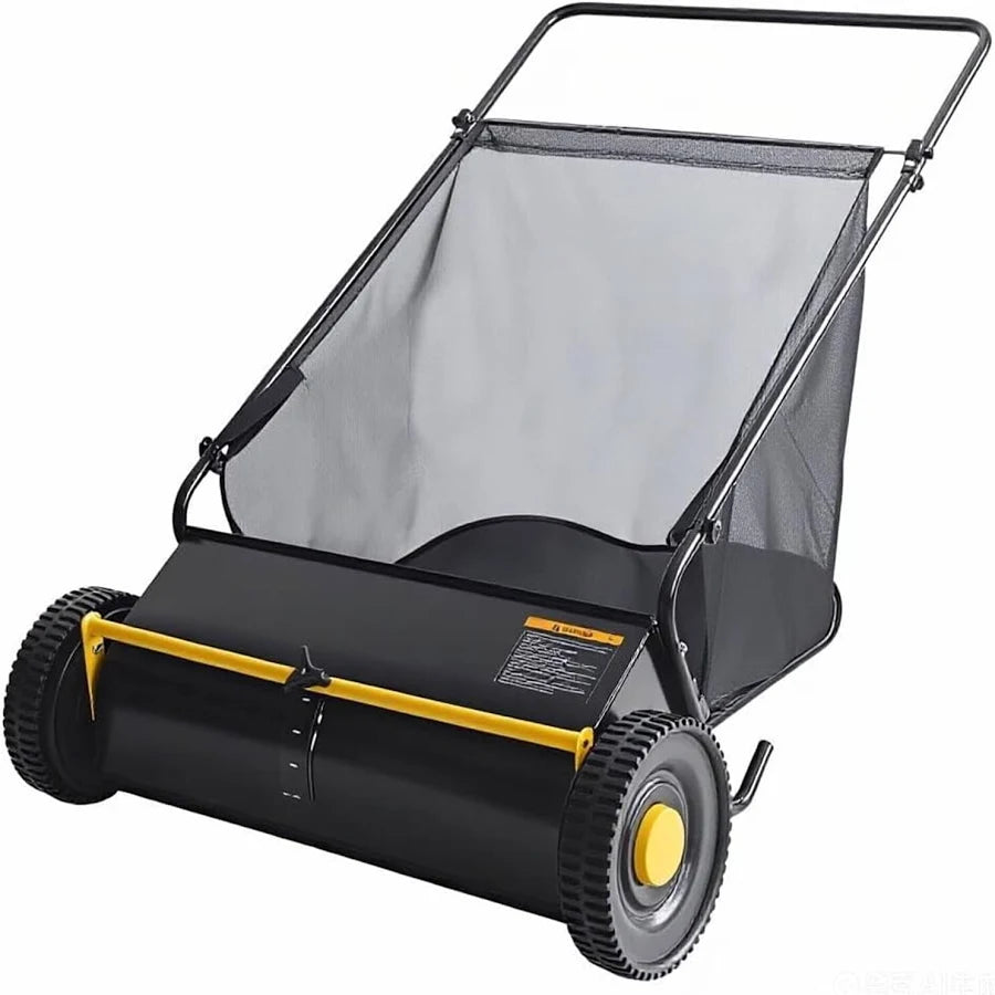 26" Push Lawn Sweeper with 4 Spinning Brushes and 7 Cu. Ft. Collector