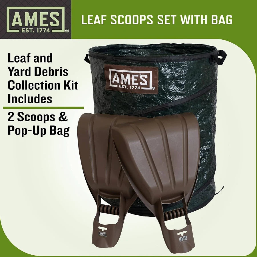 Leaf Collecting Tool Set with Garden Claws and Collapsible Garden Waste Bag for Leaves, Mulch, and Debris