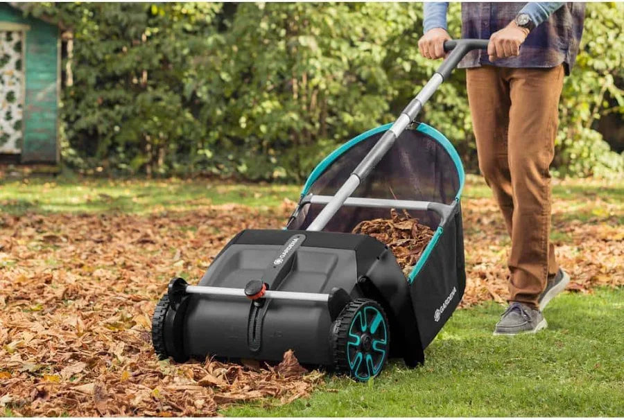Push Lawn and Leaf Collector with Adjustable Brushes