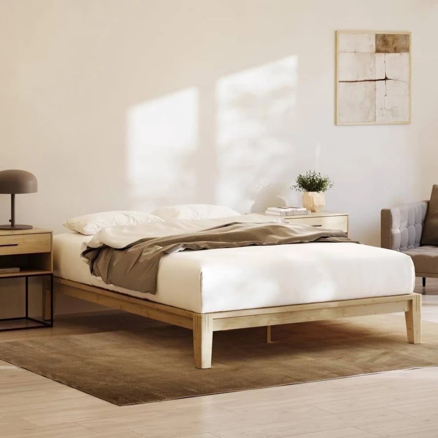 Bamboo Platform Bed Frame Floating Center Support Legs