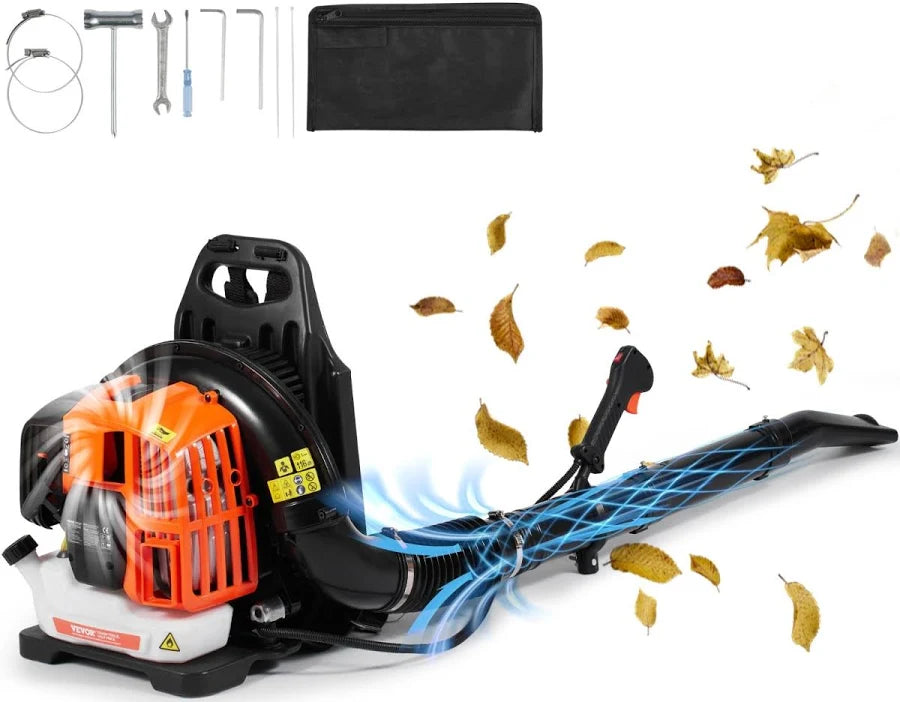 Backpack Leaf Blower 52CC 2-Cycle Gas Leaf Blower with 1.37L Fuel Tank