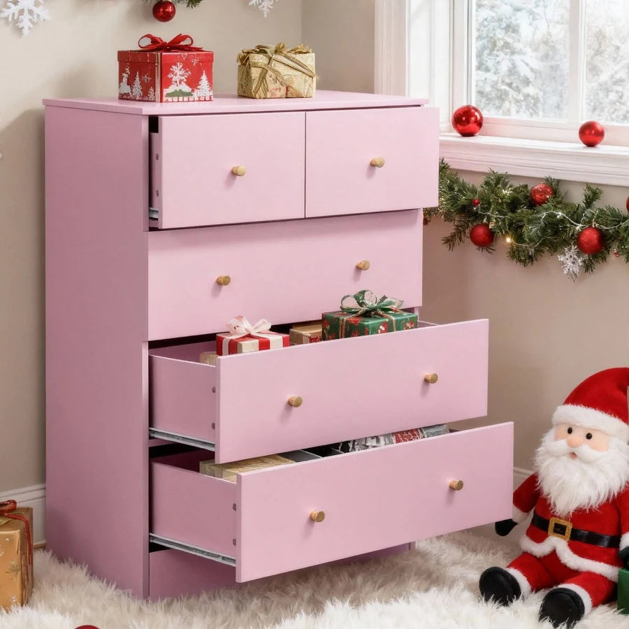 4 Drawer Dresser with LED Lights and Charging Station Wide Chest of 4 Drawers with Visible Top Drawer