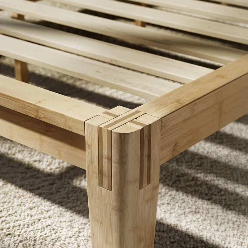 Bamboo Platform Bed Frame Floating Center Support Legs