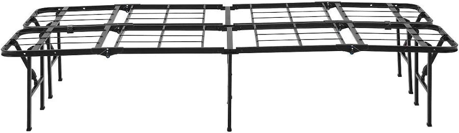 14" High Quad Fold Steel Platform Bed Frame - Tool-Free Assembly, Twin