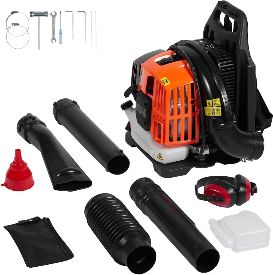 Backpack Leaf Blower 52CC 2-Cycle Gas Leaf Blower with 1.37L Fuel Tank