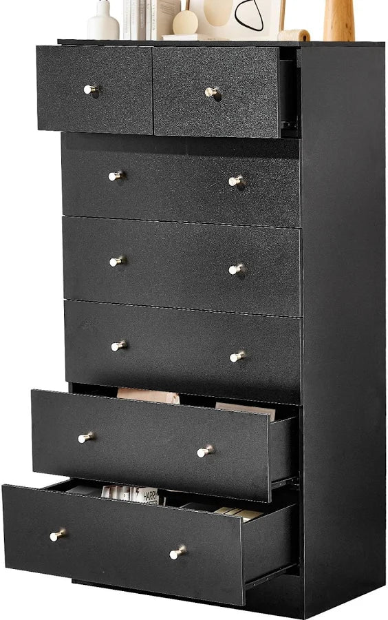 4 Drawer Dresser with LED Lights and Charging Station Wide Chest of 4 Drawers with Visible Top Drawer