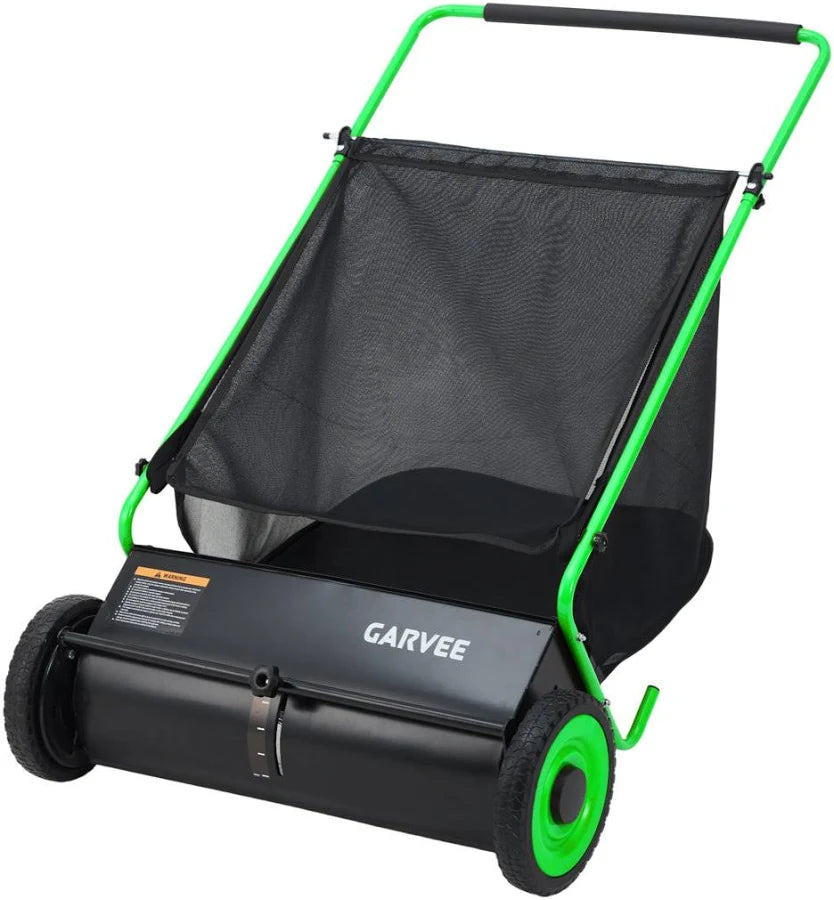 26-Inch Push Lawn Sweeper 7 Cu. Ft. Leaf Collector with 4 Spinning Brushes