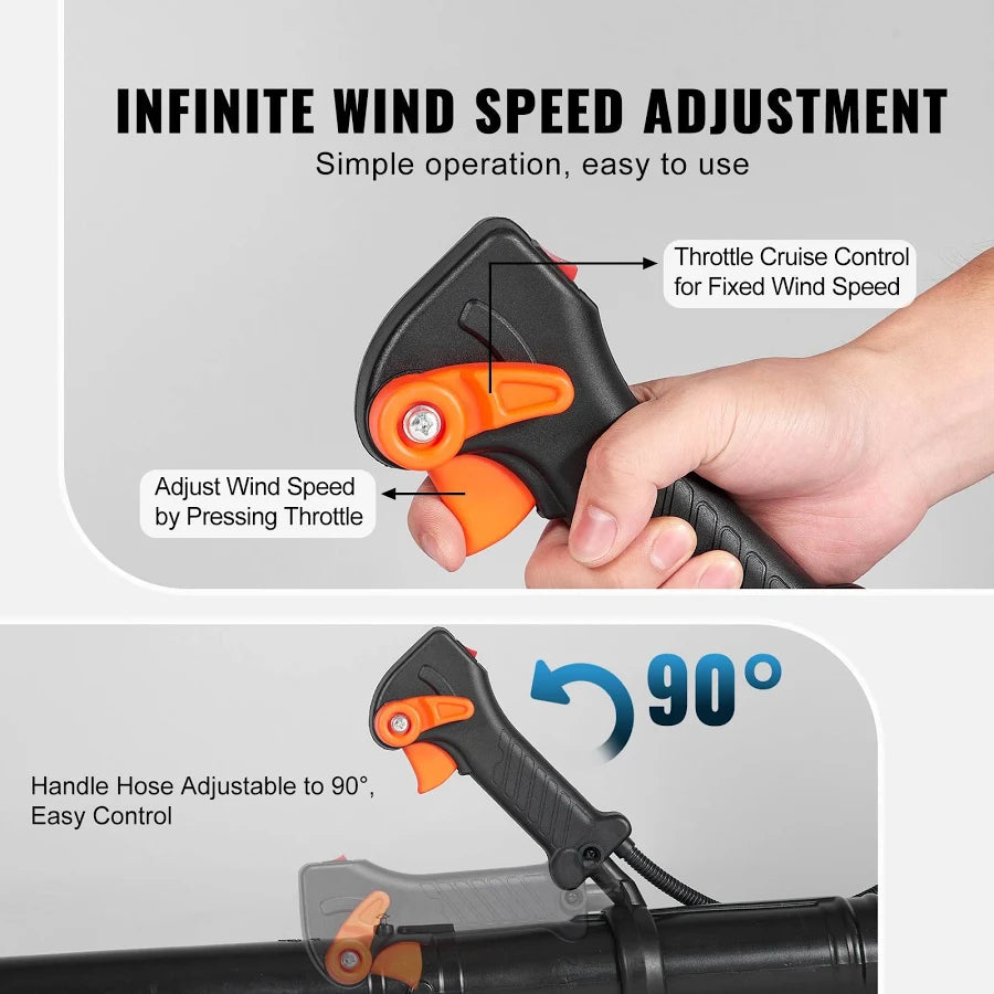 Backpack Leaf Blower 52CC 2-Cycle Gas Leaf Blower with 1.37L Fuel Tank