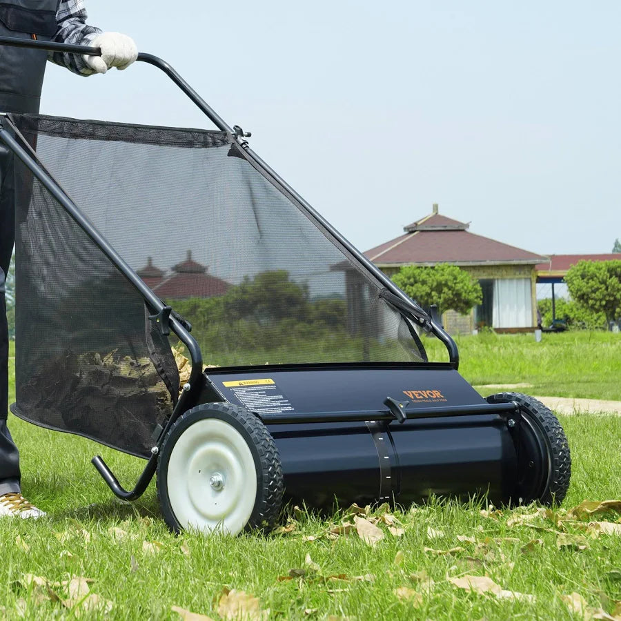 Push Lawn Sweeper 26-Inch Leaf and Grass Collector