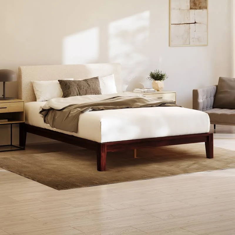 Bamboo Platform Bed Frame Floating Center Support Legs