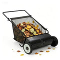 26 Inch Heavy Duty Push Lawn Sweeper with 7 Cu ft Capacity Steel Frame | 4 Fast Spinning Brushes, Adjustable Height, Rubber Wheels, Collect Leaves