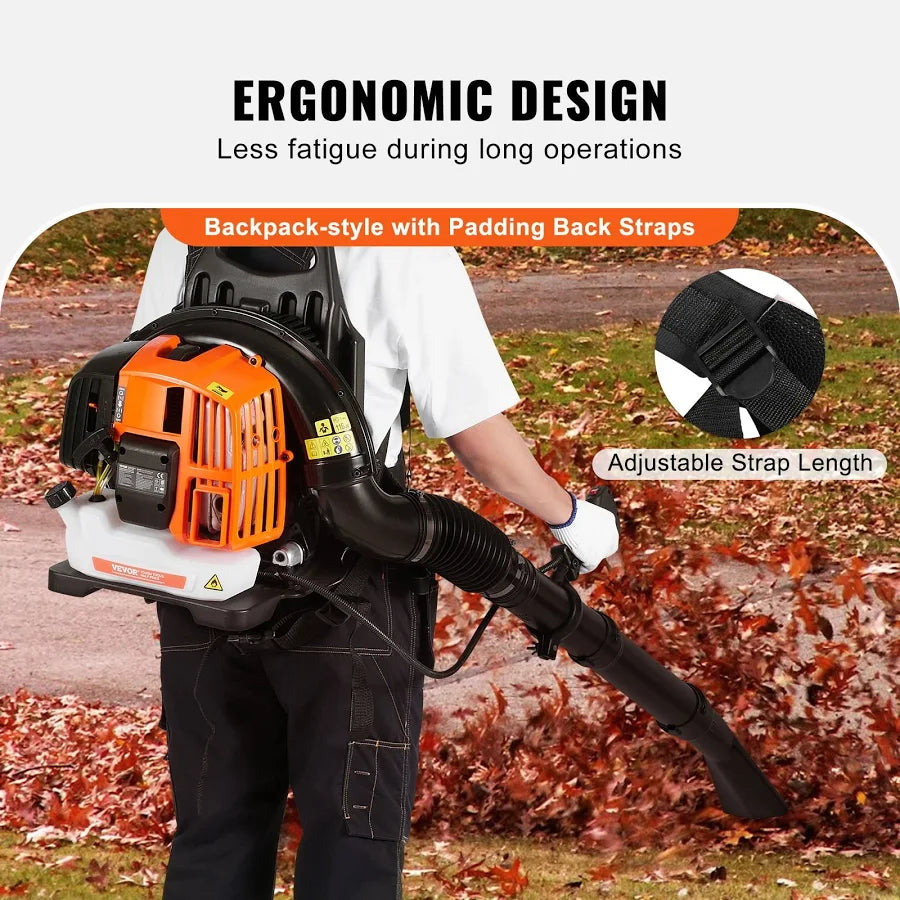 Backpack Leaf Blower 52CC 2-Cycle Gas Leaf Blower with 1.37L Fuel Tank