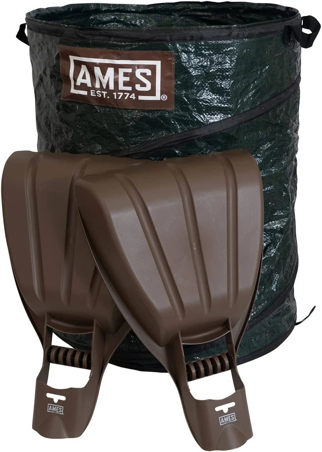 Leaf Collecting Tool Set with Garden Claws and Collapsible Garden Waste Bag for Leaves, Mulch, and Debris