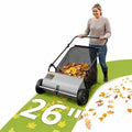 26 Inch Push Lawn Sweeper 7 Cu. Ft. Leaf Collector with 4 Spinning Brushes & Adjustable Height