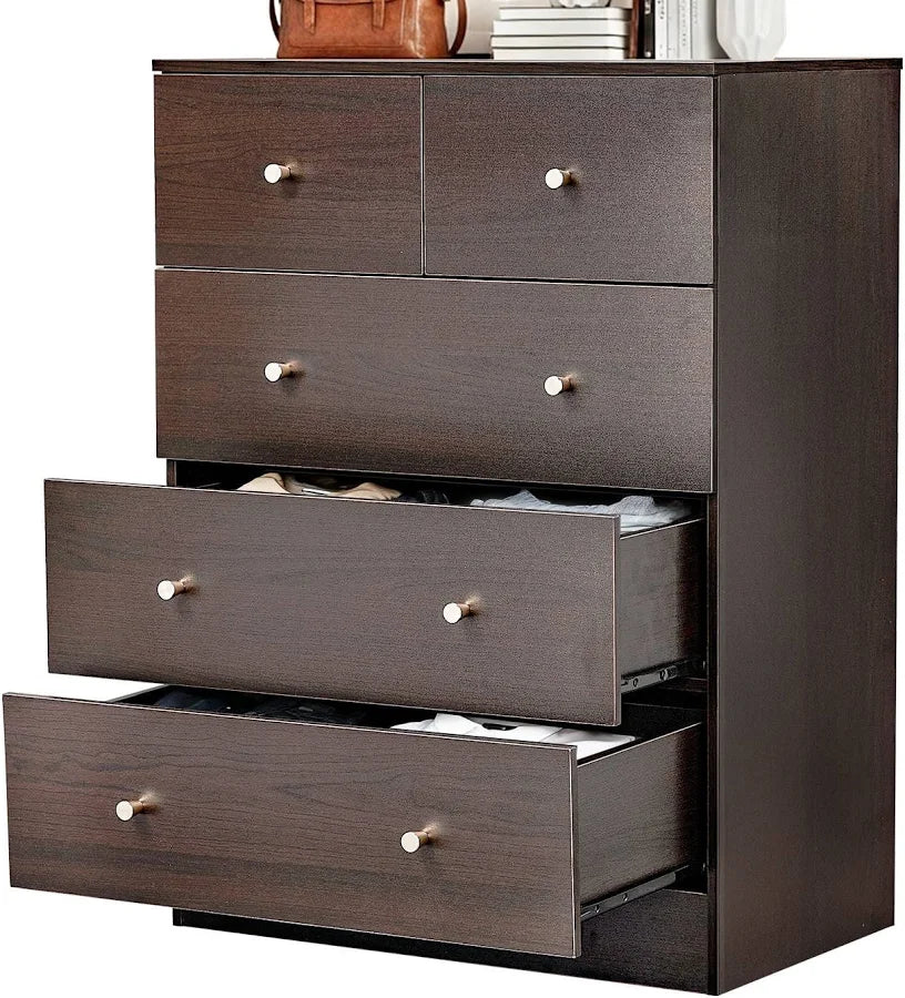 4 Drawer Dresser with LED Lights and Charging Station Wide Chest of 4 Drawers with Visible Top Drawer