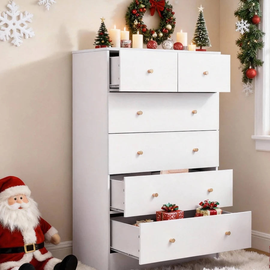 4 Drawer Dresser with LED Lights and Charging Station Wide Chest of 4 Drawers with Visible Top Drawer