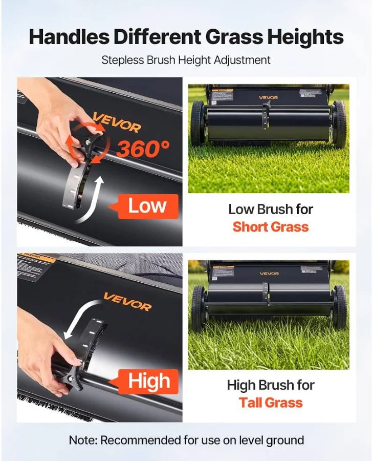 Push Lawn Sweeper 26-Inch Leaf and Grass Collector