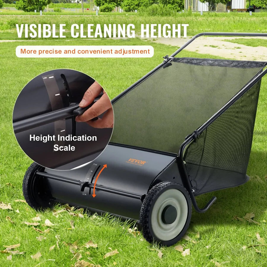 Push Lawn Sweeper 26-Inch Leaf and Grass Collector