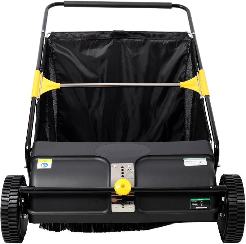 26 Inch Hand Push Lawn Sweeper for Yard Cleanup with 7 cu. ft Hopper Bag